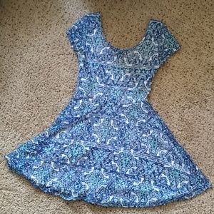 Blue pattern mini dress